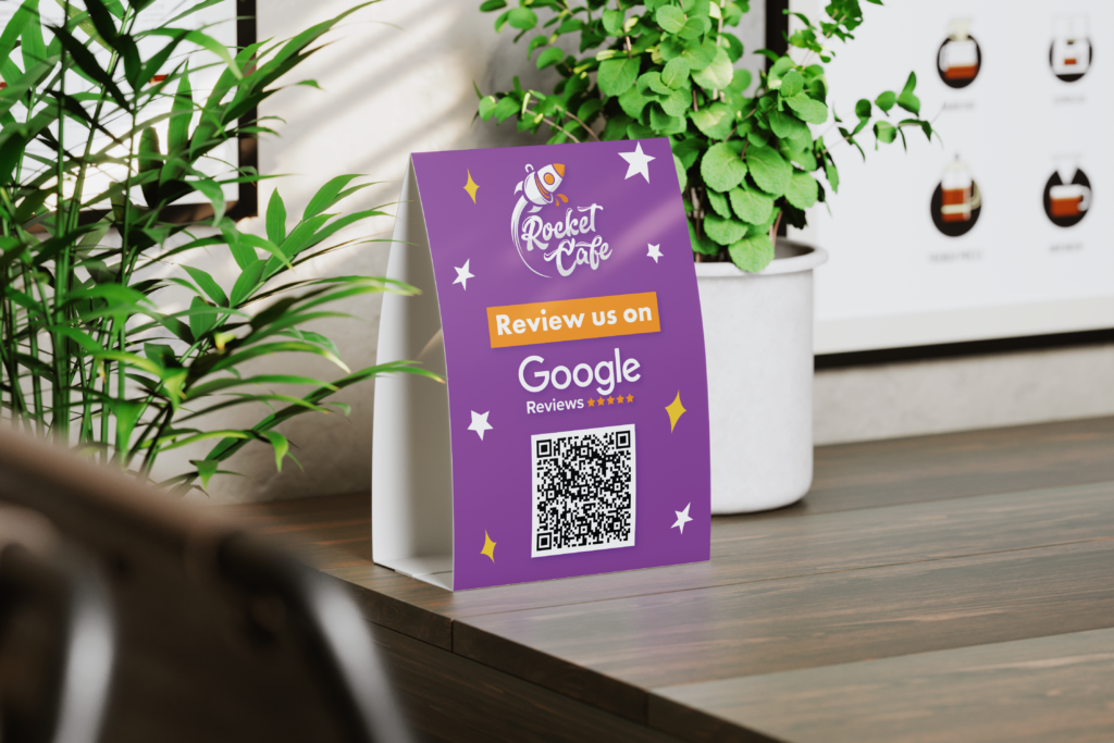 Rocket Cafe, table tent